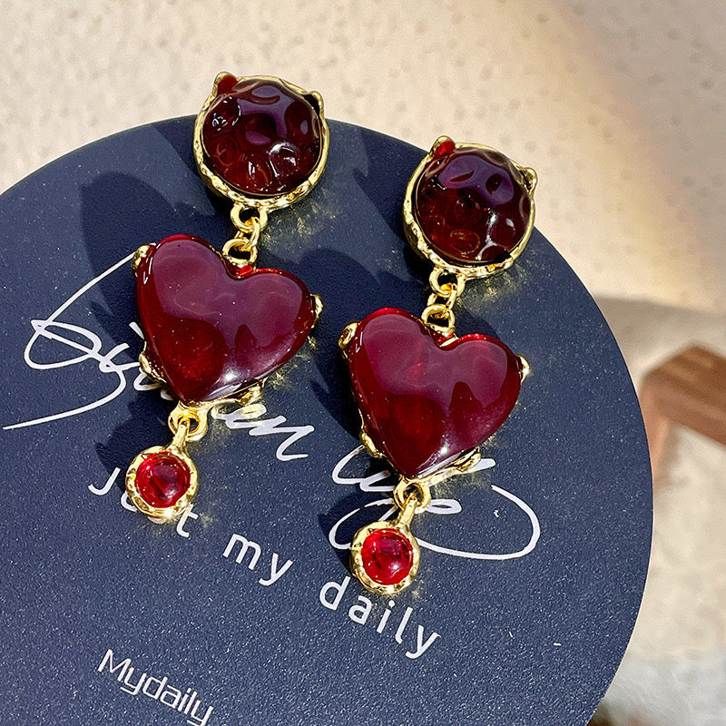 Medieval Red Glazed Love Earrings