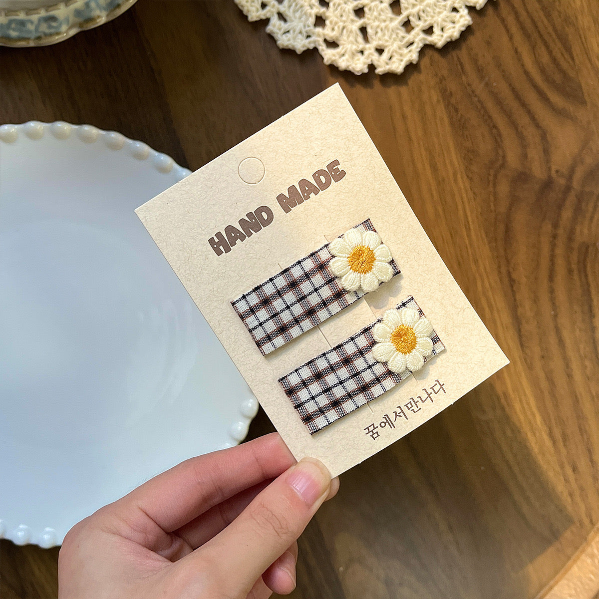 Checkered Daisies Hair Clips