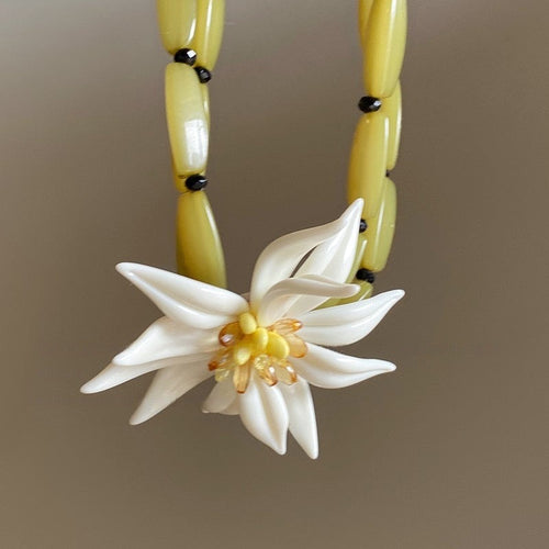 Bohemian Beaded Large Flower Necklace